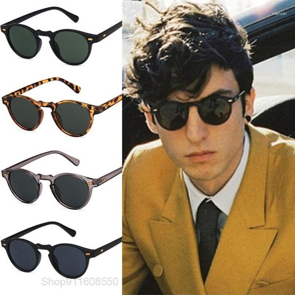 Lunettes de soleil GOZLUGU Round Round Lense Cadre Clean Gregory Peck Brand Designer Men Femmes Sun Vobines Sunro Retro Gafas OCULOS 330A