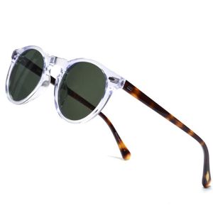 Zonnebril Gregory Peck OV5186 Vintage Ronde Heren Frame Kristalhelder Voor Vrouwen Groene Lens311a