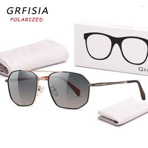 Zonnebrillen GRFISIA Mode Gepolariseerde Mannen Vrouwen Klassiek Ontwerp Stijl Legering Brillen Frame Zonnebril Rijden Reizen UV Bril