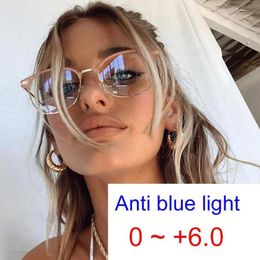 Gafas de sol Medio marco Anti Luz azul Gafas de lectura Mujeres Hombres Diseñador de lujo Gafas redondas Presbicia Dioptrías 0 a 6 0 GafasSu241r
