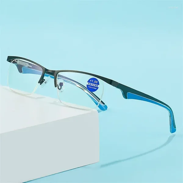 Lunettes de soleil demi-monture lunettes de lecture ultra-légères Anti-lumière bleue HD lunettes optiques en métal pour hommes et femmes