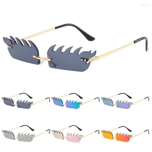 Lunettes de soleil Halloween Costume flamme drôle fête Cosplay métal cadre lunettes UV400 Protection nuances pour femmes hommes