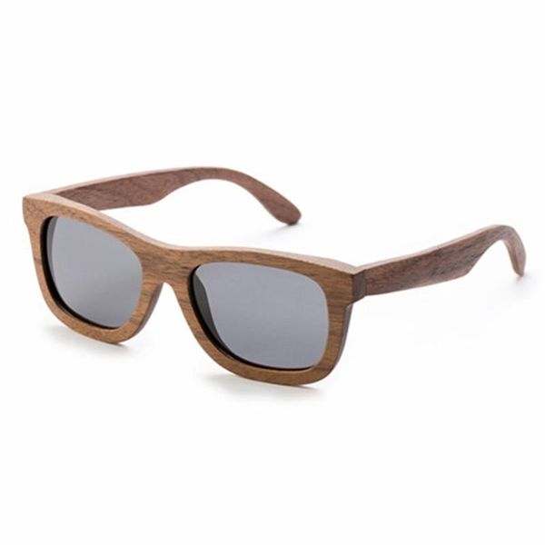 Gafas de sol Marco de madera de nogal negro hecho a mano para mujeres Hombres Gafas de sol polarizadas de madera de bambú vintage Gafas de playa anti-UVGafas de sol