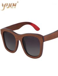 Gafas de sol Skateboard marrón hecho a mano Men de madera de madera Mujeres espejo polarizado Diseño de gafas cuadrados vintage15215741