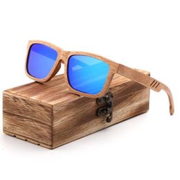 Lunettes de soleil faites à la main Vintage bois hommes lunettes de soleil polarisées femmes UV400 carré ébène zèbre en bois 2021 haute qualité320Y
