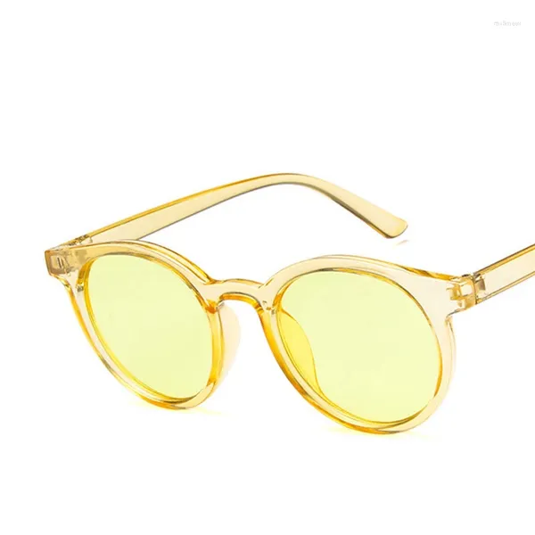 Gafas de sol HAPTRON 2024 Red Blue Round Mujeres Diseñador de marca Moda Rosa Amarillo Gafas de sol Vintage Retro Shades