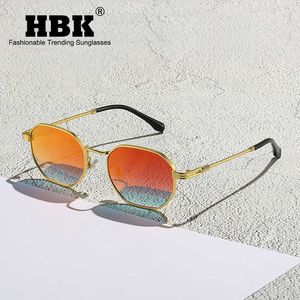 Gafas de sol HBK Nuevo Metal Vintage Piloto Gafas de sol Hombres Mujeres Diseño de marca Gafas de sol clásicas Alta calidad Espejo hexagonal Reflexión GafasJ230301