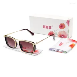 Lunettes de soleil HBK Rectangle Sports Sports Flat Top Double Bridges Pêche en plein air et lunettes d'équitation pour hommes