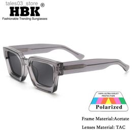 Lunettes de soleil HBK TAC épais cristal acétate carré lunettes de soleil hommes haute qualité polarisé conduite lunettes de soleil femmes Designer Oculos UV400 Case Q231120