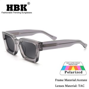 Lunettes de soleil HBK TAC épais cristal acétate carré lunettes de soleil hommes haute qualité polarisé conduite lunettes de soleil femmes Designer UV400 Case 231118