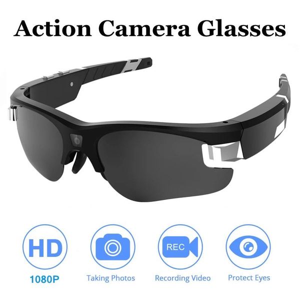 Lunettes de soleil HD 1080p Action Caméra VIDEO VIDEO VIDEO MINI CAME Sports Micro Cam Shooting Recorder Bicycle Sunglasses Support Hidden TF Card