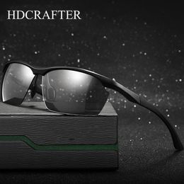 Lunettes de soleil HDCRAFTER Brand Design sans monture Pochromic Hommes Polarisés Aluminium Magnésium Conduite Lunettes UV400 Oculos302q