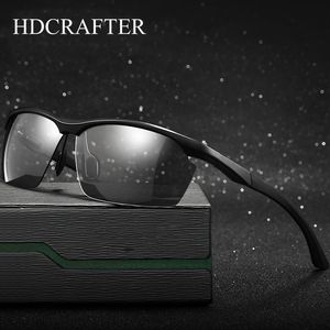 Zonnebril HDCRAFTER Brand Design Randloze Pochromic Mannen Gepolariseerd Aluminium Magnesium Rijden Brillen UV400 Oculos287h