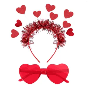 Lunettes de soleil, bandeau en forme de cœur, cerceaux pour cheveux, lunettes à paillettes, coiffure, couvre-chef de fête, pour la saint-valentin