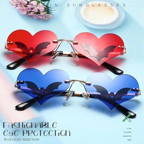 Lunettes de soleil Lunes Goth de chauve-souris en forme de coeur pour femmes hommes colorés de personnalité de la personnalité Party Shade Eyewear