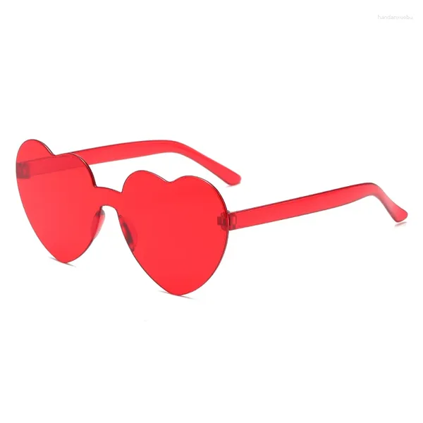 Lunettes de soleil en forme de coeur lunettes de soleil mode couleur bonbon conception progressive sans cadre femme