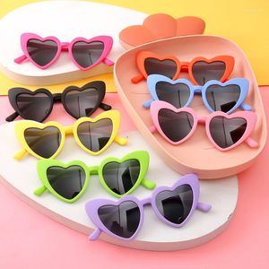 Lunettes de soleil en forme de coeur Protection UV400 mode enfants amour coeur lunettes de soleil lentille claire garçon fille accessoires de photographie