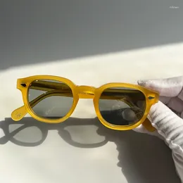 Lunettes de soleil Acétate de haute qualité pour hommes et femmes Designer Brand Lemtosh Frame jaune Vintage Sun Gradient Lense