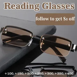 Lunettes de soleil de haute qualité demi-monture lunettes de lecture pour hommes pierre naturelle originale presbytie dioptrie 1.0 à 4.0