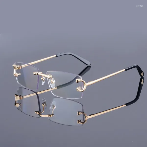 Lunettes de soleil de haute qualité à la main hommes vintage alliage rond sans monture lunettes cadre pour prescription femmes mode optique myopie lunettes