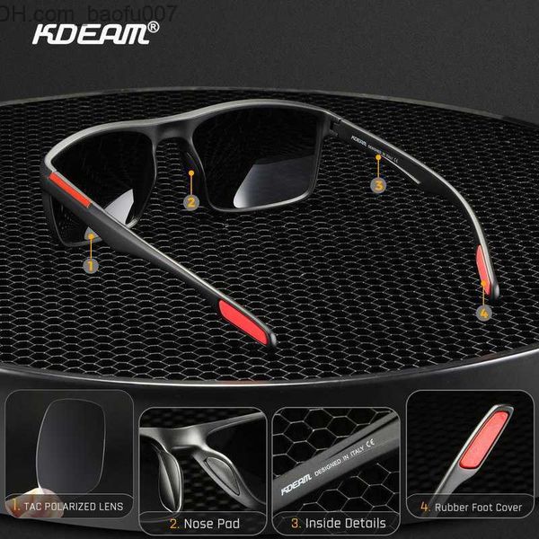 Gafas de sol de alta calidad Italia Diseño TR90 Gafas de sol polarizadas Hombres Mujeres Deportes Tonos de conducción KDEAM UV400 Gafas de sol irrompibles con caja Z230705