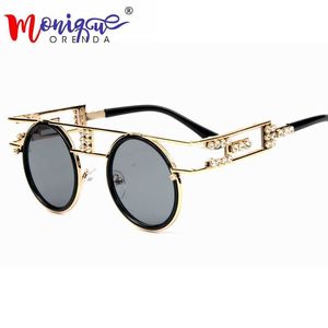 Lunettes de soleil de haute qualité en métal Cadre Steampunk Lunettes de soleil Femmes Marque Designer Handmand Ronde Hommes Gothique Lunettes de soleil Vintage Lunettes J230301