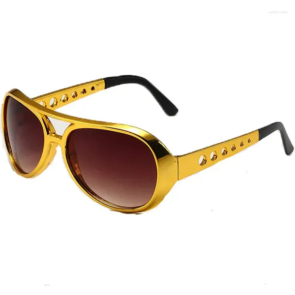 Lunettes de soleil Men de mode ronde de haute qualité Hip Hop Lunes Golden Femmes Double Poutre Eyewear Vintage Soleil