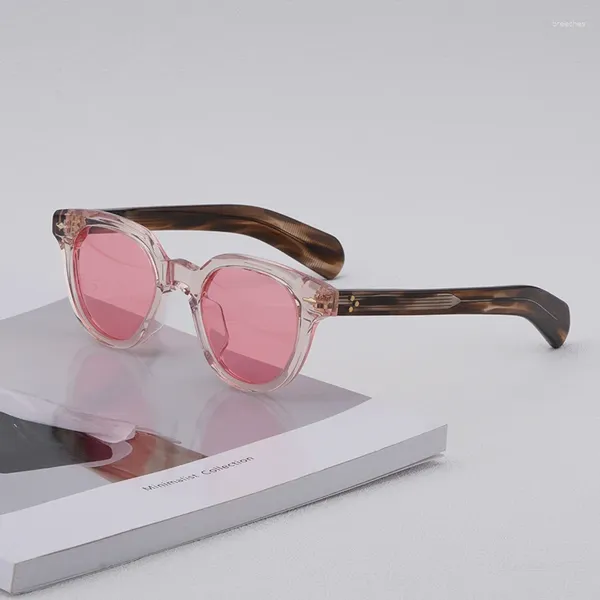 Gafas de sol redondas de acetato grueso de alta calidad para hombres y mujeres, gafas japonesas de estilo hecho a mano, gafas de viaje de diseñador para conducir