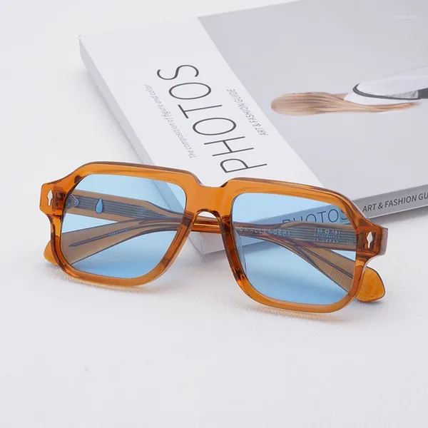 Gafas de sol de alta calidad de acetato grueso Vintage hombres mujeres marca de diseñador americano clásico cuadrado gafas de sol de moda CHALLENGERI