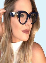 Zonnebrillen van hoge kwaliteit dames blauwe blokkering optische leesbril dubbele kleur met modetrend vintage merkontwerper oversize9459294