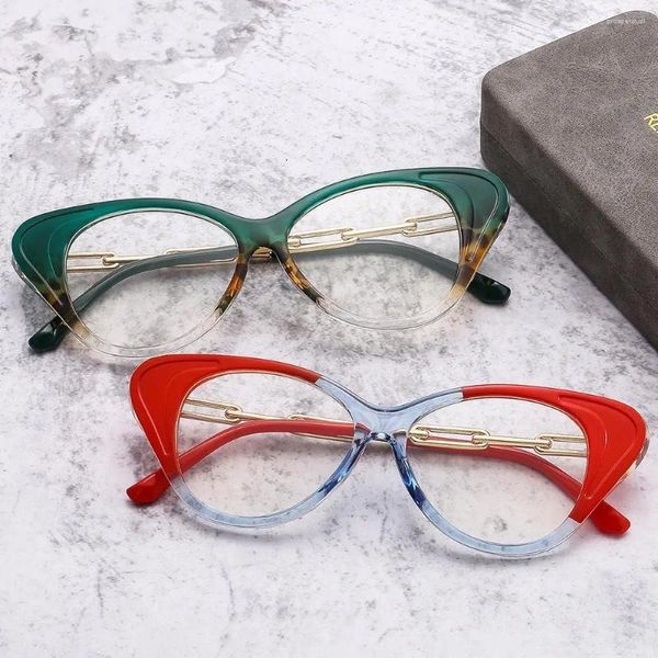 Gafas de sol Hip Hop Anti Radiación Glare Cat Eye Glasses Marcos para mujeres Computadora de luz azul