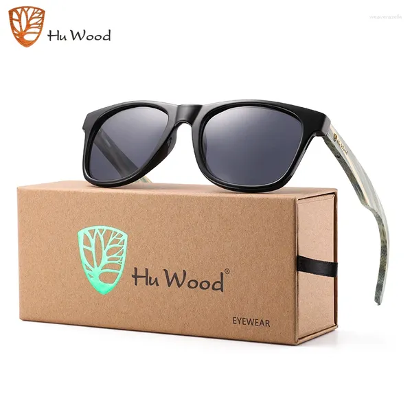 Gafas de sol Hu Wood Moda Color de madera Hombres Polarizados Clásicos Hechos a mano Gafas de sol Mujeres Piloto Camping UV400 Protección Gafas