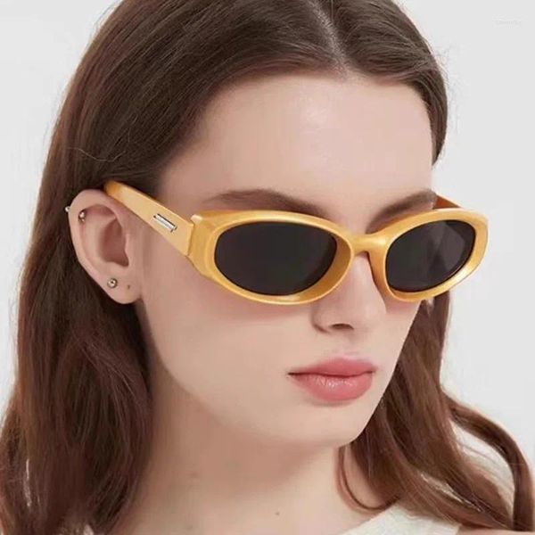 Gafas de sol Imwete 2023 Ojo de gato Y2K Mujeres Personalidad Simple Color brillante Gafas de sol Hombres Moda Oval Deportes Gafas de sol