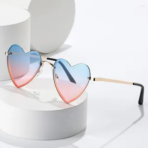 Zonnebril Imwete Hartvormige Decoratieve Vrouwelijke Metalen Trendy Zonnebril Damesmode Liefde Zonnebril UV400 Shades
