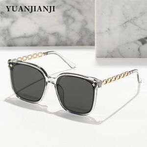 Zonnebril Ins Gouden Ketting Frame Luxe Vrouwen Mode Zonnebril Dames Anti-Glare Reizen Trendy Shades Lunette Soleil Femme