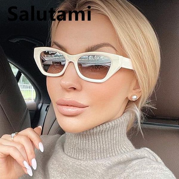 Sonnenbrille Ins Kleine Quadratische Katze Auge Für Frauen Vintage Mode Beige Gradienten Sonnenbrille Männer Uv400 Candy Farbe Brillen