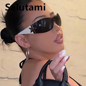 Lunettes de soleil Ins Steampunk y2k pour les femmes Fashion One Piece Star Star Rivet Sun Glasses Men Punk Hip Hop Shades Shield Eyewear