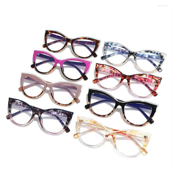 Lunettes de soleil INS Style Cat Eye Lunettes Cadre Filtre UV Floral TR90 Bleu Lumière Blocage Optique Lunettes