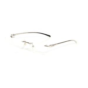 Lunettes de soleil lunettes italiennes cadre hommes or lunettes sans monture pour anti-reflet clair lentille Prescription lunettes minuscule léopard CAITERF