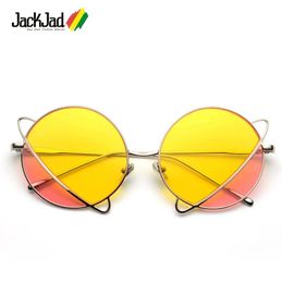 Lunettes de soleil Jackjad 2020 mode Double couleur teinte océan lentille ronde lunettes De soleil femmes marque Design futur lunettes De soleil Oculos De Sol S31138