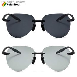 Zonnebrillen Jackjad 2021 Fashion Sport TR90 Randless Frame Style Polariseerde zonnebril Men Piloot Vintage Retro Brand Design Sun Glasses 3028 L230523