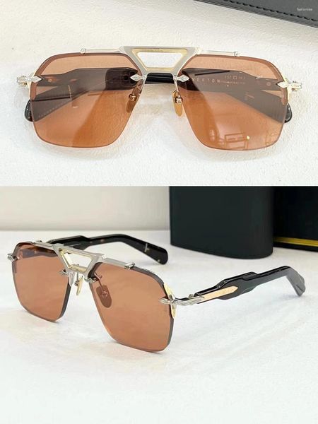 Gafas de sol JACQU JMMSILVERTON Fibra de acetato de alta calidad Metal Sin marco Naranja Hombres Negro Mujer Hecho a mano al aire libre