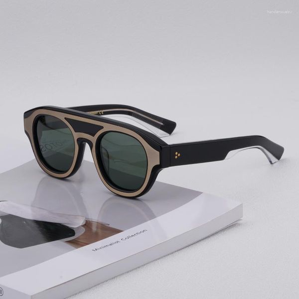 Gafas de sol japonesas con diseño de doble puente de acetato de alta calidad polarizadas para hombre, gafas de sol clásicas para mujer, gafas graduadas