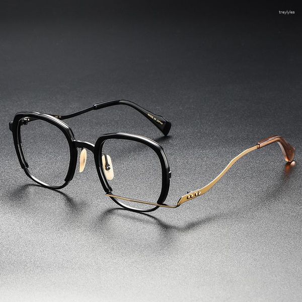 Gafas de sol Diseñador hecho a mano japonés Marca MM0060 Titanio vintage con anteojos de acetato Mujeres Hombres Marco de gafas ópticas irregulares