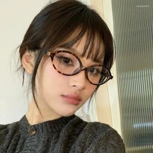 Zonnebril Japanse Retro Ovale Frame Bril Voor Vrouwen Y2K Mode Decoratieve Meisjes Geen Make-up Effen Brillen Koreaanse Cool