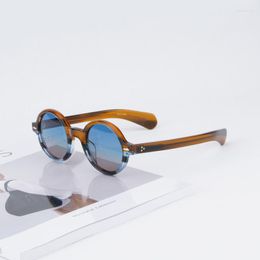 Lunettes de soleil Style japonais Acétate Cadre rond original de haute qualité de haute qualité masculine fait à la main les lunettes de protection UV Femmes 9598
