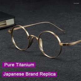 Lunettes de soleil Style japonais fait à la main rétro lunettes rondes montures KMN99 hommes pur titane lunettes de luxe Anti lumière bleue lunettes