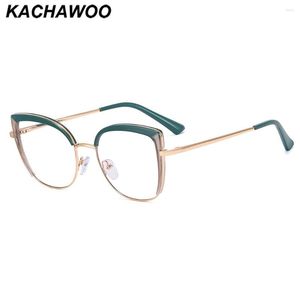 Lunettes de soleil Kachawoo TR90 Anti lumière bleue lunettes optique oeil de chat femme couleur bonbon femmes grand cadre carré métal dames vert gris