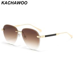 Gafas de sol Kachawoo gafas de sol vintage sin montura de metal masculino retro gafas de sol grandes sin marco marrón azul estilo europeo mujer viaje al aire libre 230707