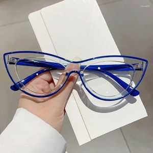 Zonnebrillen Kammpt Hoogwaardige Cat Eye Big Frame -bril voor vrouwen Mode kleurrijk Blue Light Blocking Glasses Brand Designer Eyewear